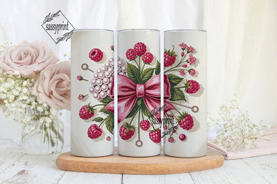 Raspberry Pearl Bow 20oz Tumbler Wrap Sublimation sassyprint 