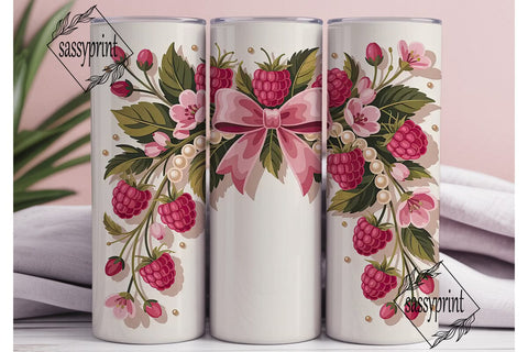 Raspberry Pearl Bow 20oz Tumbler Wrap Sublimation sassyprint 