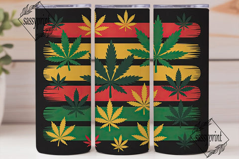 Rasta Cannabis Leaf 20oz Tumbler Wrap Sublimation sassyprint 
