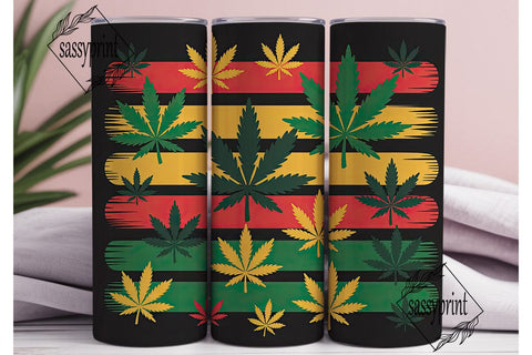 Rasta Cannabis Leaf 20oz Tumbler Wrap Sublimation sassyprint 