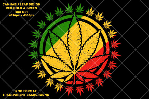 Rasta Colors Cannabis Leaf Weed Marijuana Png T-Shirt Design Sublimation Karma Genie Graphics 
