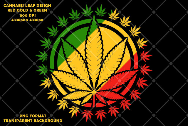 Rasta Colors Cannabis Leaf Weed Marijuana Png T-Shirt Design Sublimation Karma Genie Graphics 