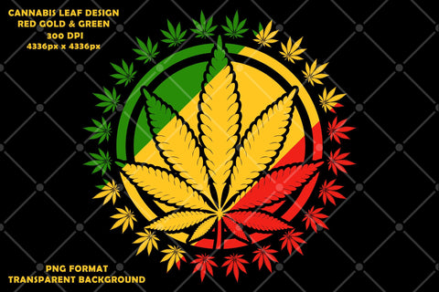 Rasta Colors Cannabis Leaf Weed Marijuana Png T-Shirt Design Sublimation Karma Genie Graphics 