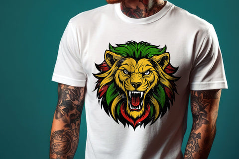 Rasta Lion - Red Gold & Green Png Sublimation Sublimation Karma Genie Graphics 