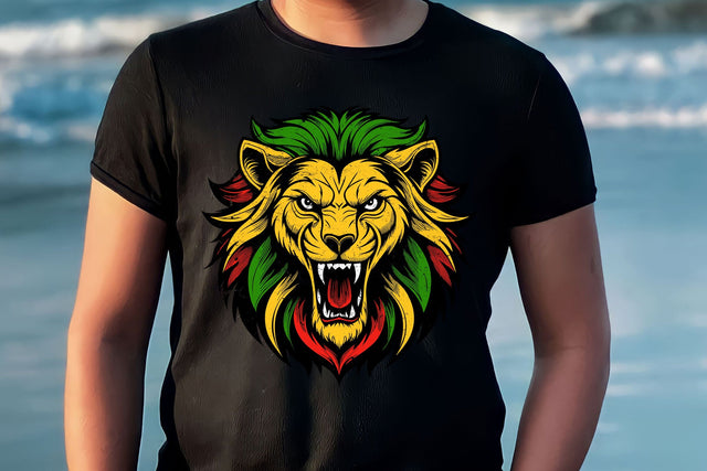Rasta Lion - Red Gold & Green Png Sublimation Sublimation Karma Genie Graphics 