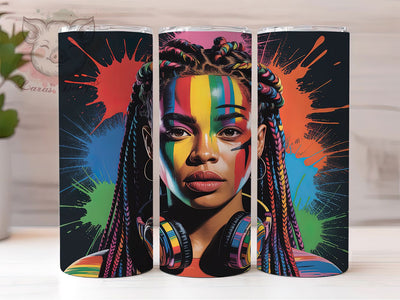 Rasta Melanin Queen Tumbler, Braided Hair Wrap, Colorful Afrocentric Cup, 20oz Sublimation Wrap, Reggae Inspired Tumbler, Melanin Queen Cup, Vibrant Rasta Design Sublimation Lara' s Designs 