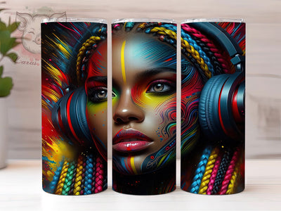Rasta Melanin Queen Tumbler, Braided Hair Wrap, Colorful Afrocentric Cup, 20oz Sublimation Wrap, Reggae Inspired Tumbler, Melanin Queen Cup, Vibrant Rasta Design Sublimation Lara' s Designs 