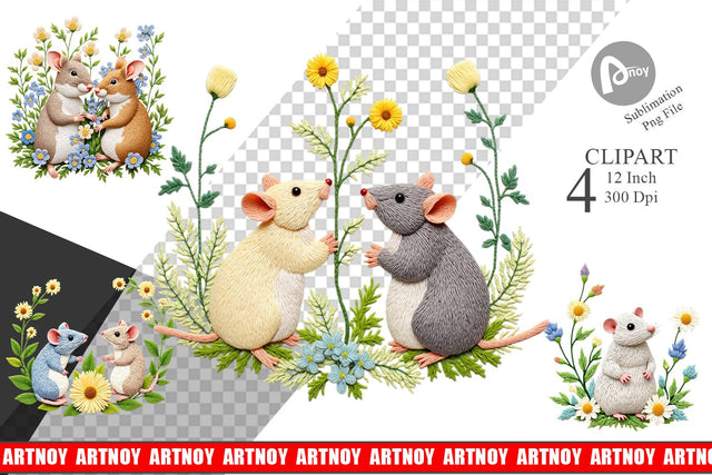 Rat Embroidery Clipart Sublimation artnoy 