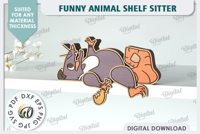 Rat Funny Decor Laser Cut. Cute Animal. Shelf Sitter SVG SVG Evgenyia Guschina 