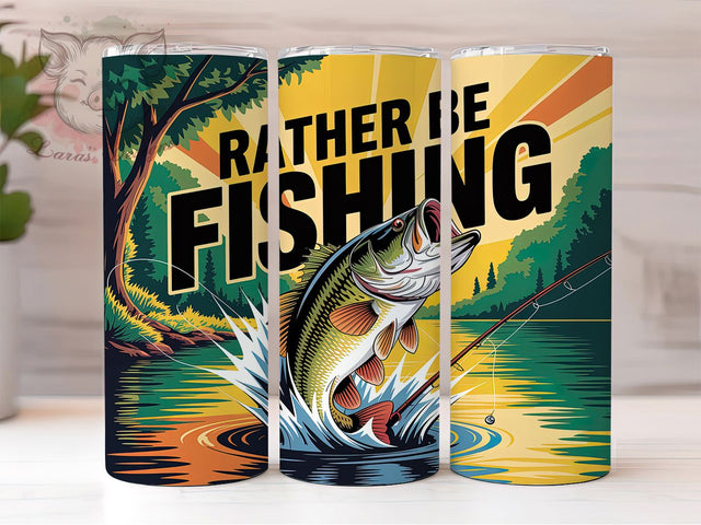 Rather Be Fishing 20oz Tumbler Wrap, Fishing Quotes, Outdoor Lifestyle, Relaxation Reminder, Inspirational Gift, 20oz Tumbler Wrap, Sublimation PNG Sublimation Lara' s Designs 
