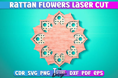 Rattan Flowers Laser Cut | Laser Cut Design | CNC Files SVG The T Store Design 