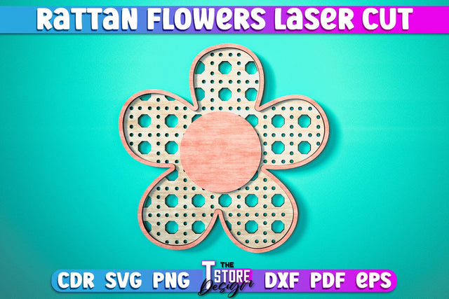 Rattan Flowers Laser Cut | Laser Cut Design | CNC Files SVG The T Store Design 