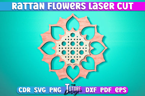 Rattan Flowers Laser Cut | Laser Cut Design | CNC Files SVG The T Store Design 