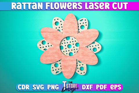 Rattan Flowers Laser Cut | Laser Cut Design | CNC Files SVG The T Store Design 