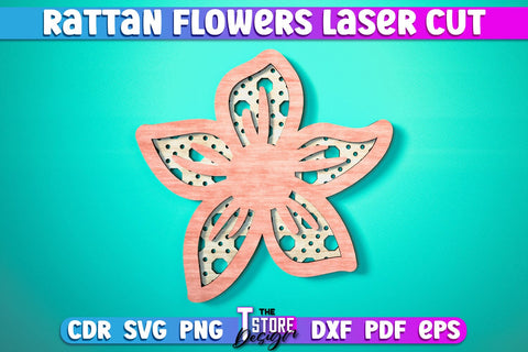 Rattan Flowers Laser Cut | Laser Cut Design | CNC Files SVG The T Store Design 