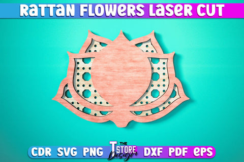 Rattan Flowers Laser Cut | Laser Cut Design | CNC Files SVG The T Store Design 