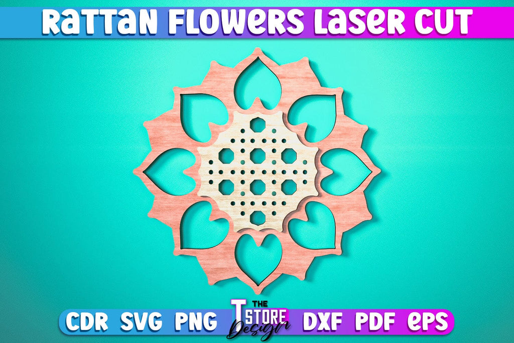 Rattan Flowers Laser Cut | Laser Cut Design | CNC Files - So Fontsy