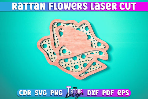 Rattan Flowers Laser Cut | Laser Cut Design | CNC Files SVG The T Store Design 