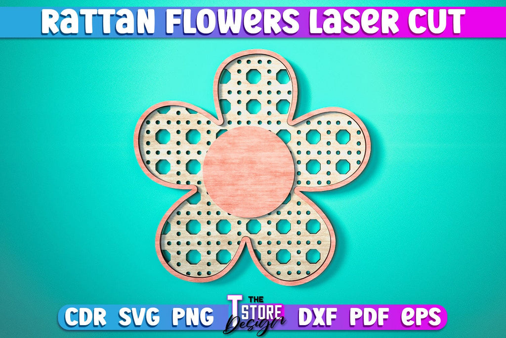 Rattan Flowers Laser Cut | Laser Cut Design | CNC Files - So Fontsy