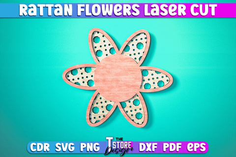 Rattan Flowers Laser Cut | Laser Cut Design | CNC Files SVG The T Store Design 