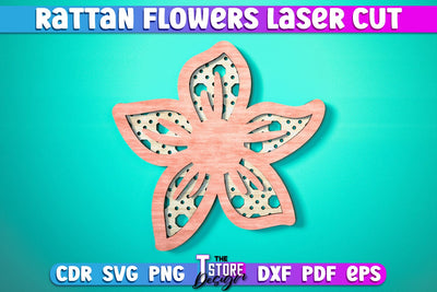 Rattan Flowers Laser Cut | Laser Cut Design | CNC Files SVG The T Store Design 