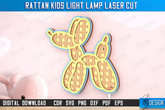 Rattan Kids Lamp Laser Cut | 3D Shadow Lantern | Wall Lamp | Children's Room Decor | CNC File SVG Fly Design 