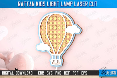 Rattan Kids Lamp Laser Cut | 3D Shadow Lantern | Wall Lamp | Children's Room Decor | CNC File SVG Fly Design 