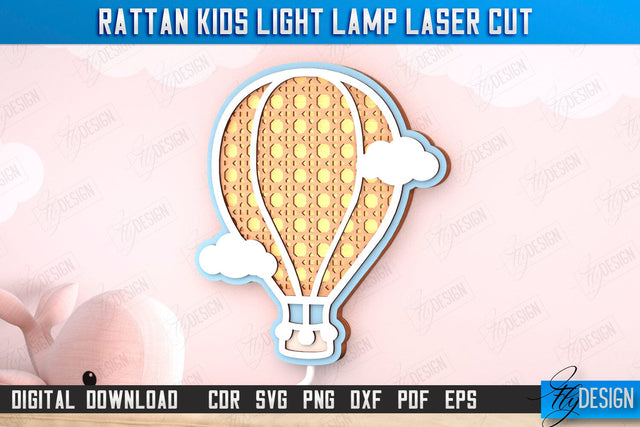 Rattan Kids Lamp Laser Cut | 3D Shadow Lantern | Wall Lamp | Children's Room Decor | CNC File SVG Fly Design 
