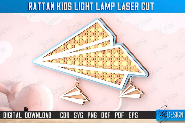 Rattan Kids Lamp Laser Cut | 3D Shadow Lantern | Wall Lamp | Children's Room Decor | CNC File SVG Fly Design 