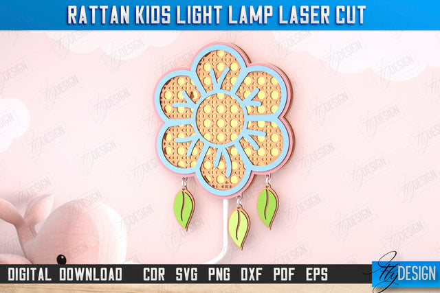 Rattan Kids Lamp Laser Cut | 3D Shadow Lantern | Wall Lamp | Children's Room Decor | CNC File SVG Fly Design 