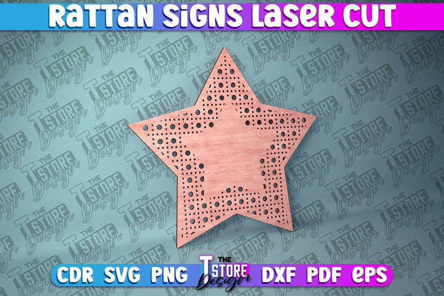Rattan Sign Laser Cut | Laser Cut Design | CNC Files SVG The T Store Design 