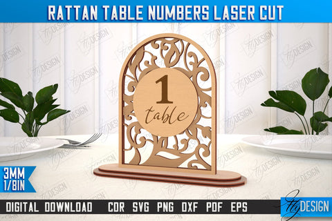 Rattan Table Numbers Bundle | Table Number Sign | Event Tables Décor | Boho Styled | CNC Files SVG Fly Design 