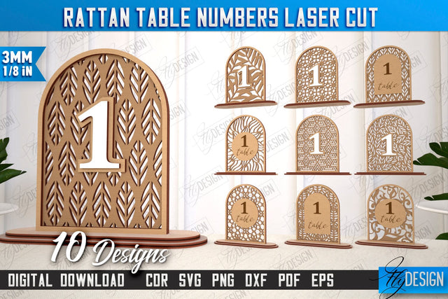 Rattan Table Numbers Bundle | Table Number Sign | Event Tables Décor | Boho Styled | CNC Files SVG Fly Design 