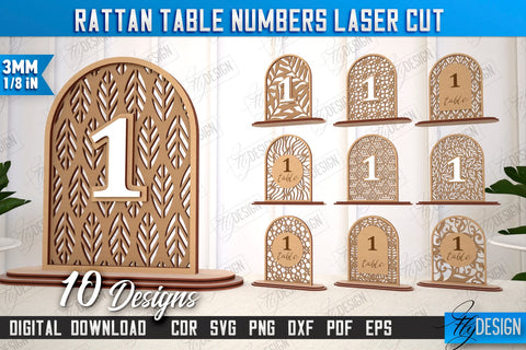 Rattan Table Numbers Bundle | Table Number Sign | Event Tables Décor | Boho Styled | CNC Files SVG Fly Design 