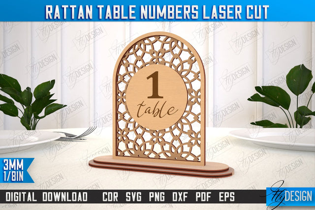 Rattan Table Numbers | Table Number Sign | Event Tables Décor | Boho Styled | CNC File SVG Fly Design 