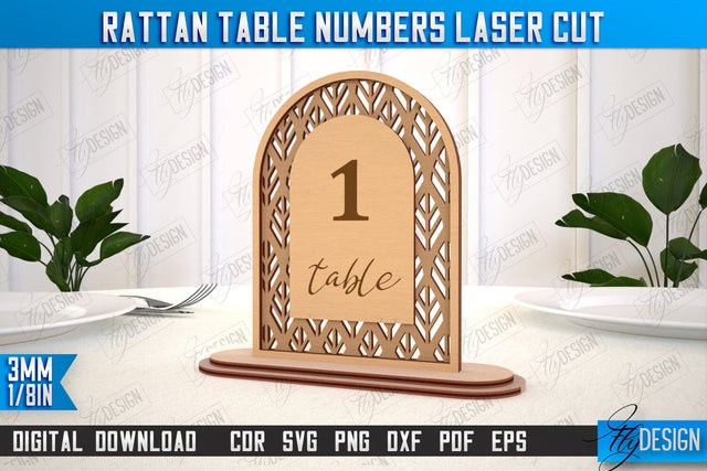 Rattan Table Numbers | Table Number Sign | Event Tables Décor | Boho Styled | CNC File SVG Fly Design 