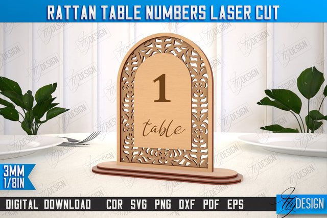 Rattan Table Numbers | Table Number Sign | Event Tables Décor | Boho Styled | CNC File SVG Fly Design 