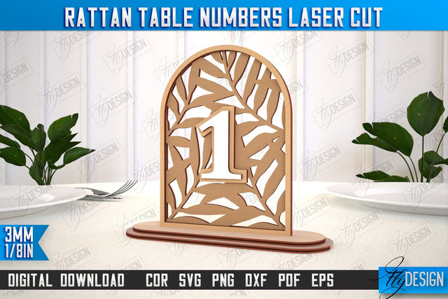 Rattan Table Numbers | Table Number Sign | Event Tables Décor | Boho Styled | CNC File SVG Fly Design 