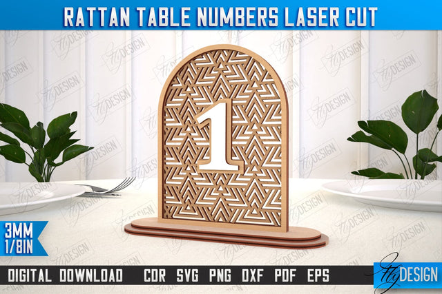Rattan Table Numbers | Table Number Sign | Event Tables Décor | Boho Styled | CNC File SVG Fly Design 