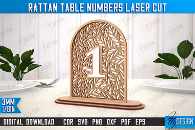 Rattan Table Numbers | Table Number Sign | Event Tables Décor | Boho Styled | CNC File SVG Fly Design 