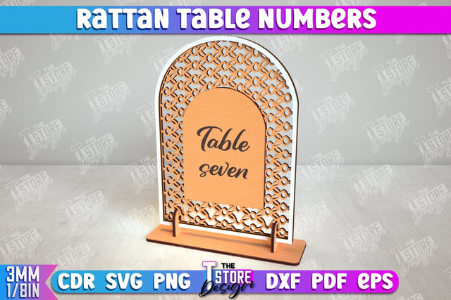 Rattan Table Numbers | Table Number Sign | Event Tables Décor | Boho Styled | CNC File SVG The T Store Design 