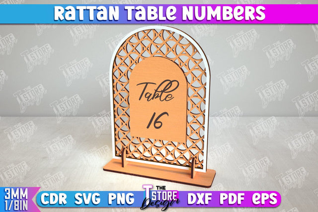 Rattan Table Numbers | Table Number Sign | Event Tables Décor | Boho Styled | CNC File SVG The T Store Design 