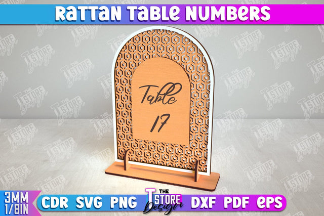 Rattan Table Numbers | Table Number Sign | Event Tables Décor | Boho Styled | CNC File SVG The T Store Design 