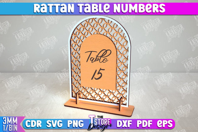 Rattan Table Numbers | Table Number Sign | Event Tables Décor | Boho Styled | CNC File SVG The T Store Design 