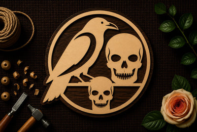 Raven and Skull Circle Art Laser Cut SVG File SVG Regulrcrative 