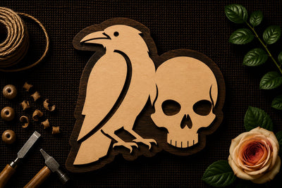Raven and Skull Decor Laser Cut SVG File SVG Regulrcrative 