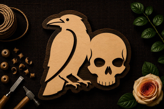 Raven and Skull Decor Laser Cut SVG File SVG Regulrcrative 