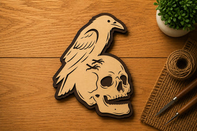 Raven and Skull Gothic Decor Laser Cut SVG File SVG Regulrcrative 