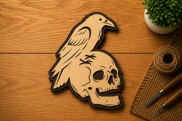Raven and Skull Gothic Decor Laser Cut SVG File SVG Regulrcrative 