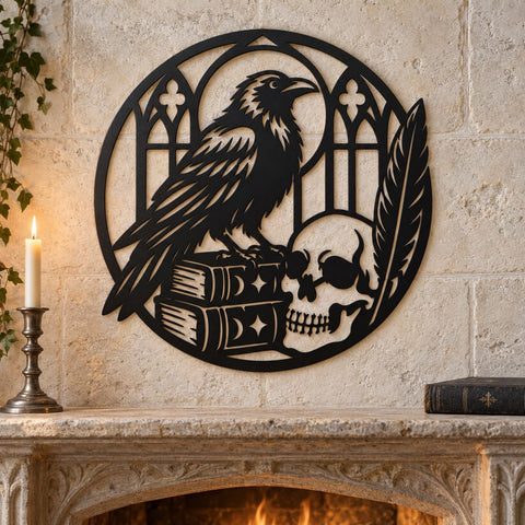 Raven and Skull Laser SVG | Gothic Crow DXF | Skull Wall Art Svg | Halloween Decor | Plasma CNC Cut File | Raven Metal Art SVG HappyDesignStudio 